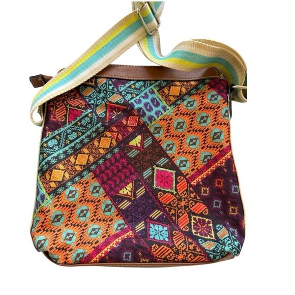 LILY BLOOM Crossbody Shoulder Bag Multi Colored Adjustable Strap Recycled - Picture 4 of 5